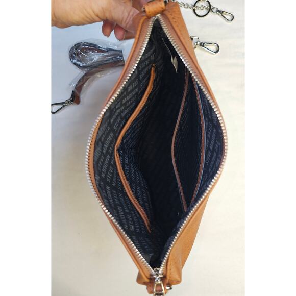 STEVE MADDEN Brown Crossbody Pocketbook Clutch Handbag Purse Wallet Faux Leather - Picture 3 of 6